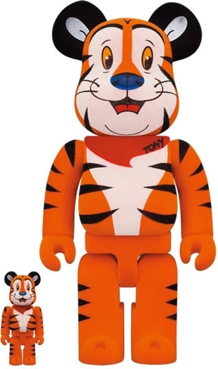 400% & 100% Bearbrick set - Tony The Tiger Flocky (Kelloggs)
