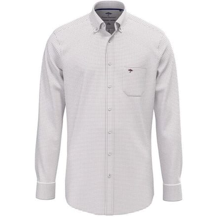 Fynch-Hatton Overhemd Mini Check Oxford Button-Down Deep Merlot / male