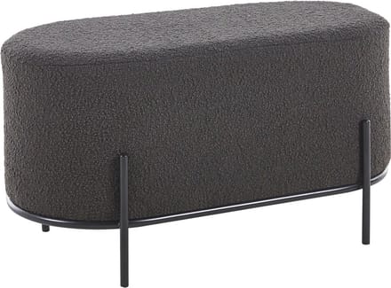 Poef Naomi Antraciet - Bouclé - Breedte 80 cm - Diepte 40 cm - Hoogte 42 cm