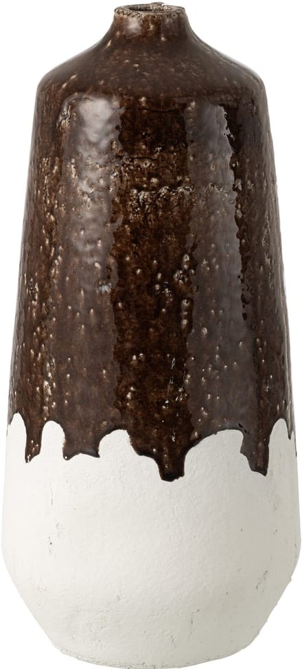 J-Line vaas 2 Delig - keramiek - wit/bruin - large