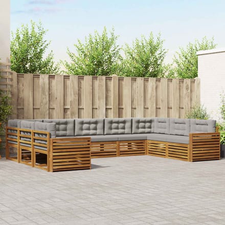 vidaXL - Buiten - bank - set - 9 - st - Natuurlijk - en - Licht - Grijs