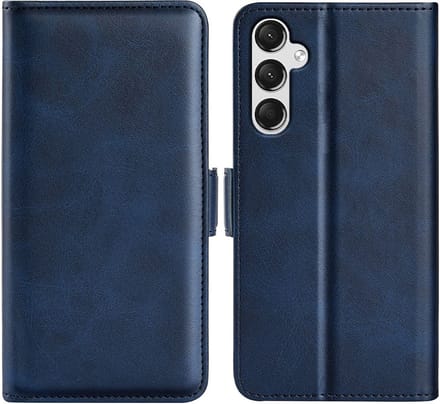 MobyDefend Hoesje - Geschikt voor Samsung Galaxy A25 - Luxe Wallet Book Case (Sluiting Zijkant) - Blauw