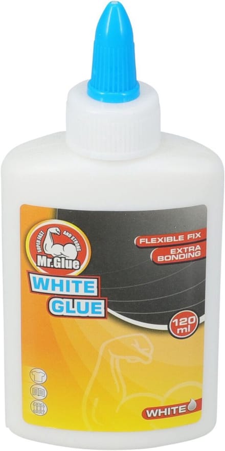 Mr Glue Lijm - 120 ml - wit - in fles - extra sterk - flexibele fix - snel drogend