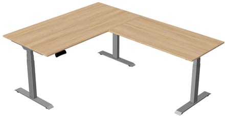 Elektrisch Zit-Sta Hoekbureau Move New Base 160x200 cm – Licht eiken