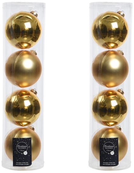 Decoris kerstballen - 8x st - goud - D10 cm - glas - kerstversiering