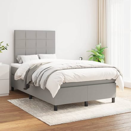 vidaXL - Boxspring - met - matras - stof - lichtgrijs - 120x200 - cm