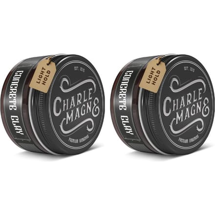 Charlemagne Concrete Clay Pomade – 100 ml – lichte hold – 2-pack