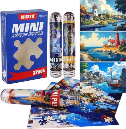 Set van 3 Mini Puzzels voor Volwassenen - 150 Stukjes Puzzel van een Vuurtoren en Haven