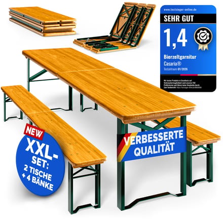 Biertentset 220cm opvouwbaar set van 2 10 persoons hoog draagvermogen massief hout