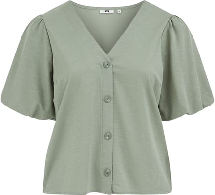 WE Fashion Dames jersey top met ballonmouwen - Curve