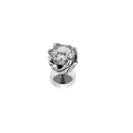 FAKE plug Tribal Floral Vine CZ wit - LMPiercings