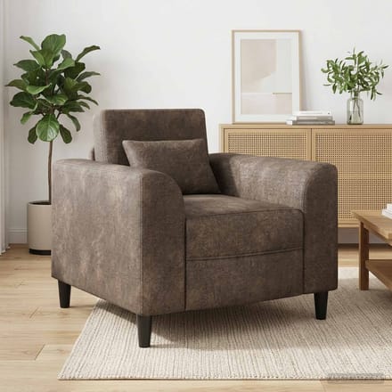 vidaXL - Fauteuil - Donkergrijs - Kunst - Suède - Leer