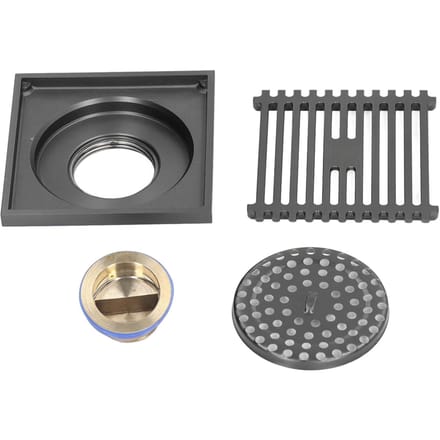 Siphon de sol Acier inoxydable Carré Anti-odeur Grand débit Grille de salle de bain pour Maison Balcon gray