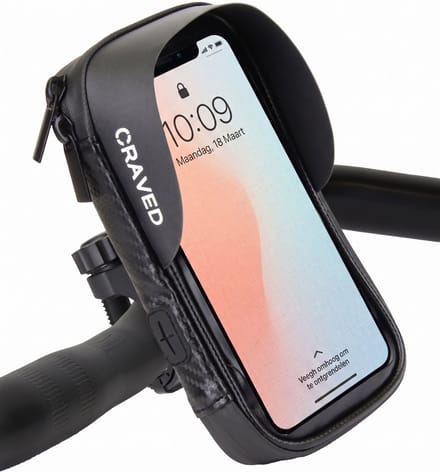 Craved Telefoonhouder Fiets - Waterdicht - Voor fiets, motor & scooter - Met opbergruimte - Afneembaar