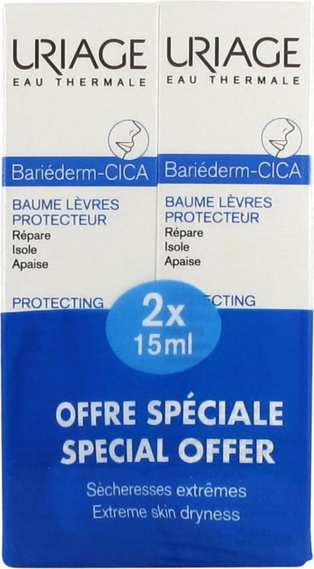Uriage Bariéderm Cica Beschermende Lippenbalsem Set van 2 x 15 ml