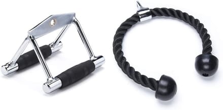 Kabelmachine Accessoire Set: Dubbele V-Bar en Triceps Touw voor Krachttraining