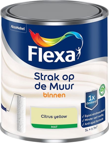 Flexa - Strak Op De Muur Binnen Mat - Citrus Yellow - Mengverf - 1 L