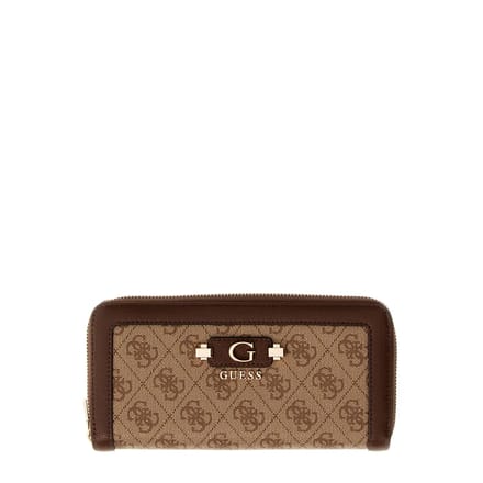 GUESS portemonnee Lindsey SLG Zip Around Wallet Latte Logo bruine