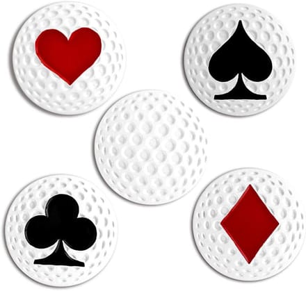 Golfbal Markers - Golf Accessoires - Golfen Markeren - Zachte Emaille - 24.4MM 5 Stuks - Poker