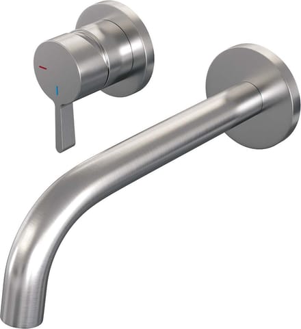 Brauer Brushed Edition inbouw wastafelmengkraan met gebogen uitloop en rozetten model E2 RVS geborsteld PVD