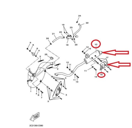 Uitlaatdemper voor motor MBK 50 X-Limit 2007-11 13C-E4750-00 Malaguti S2