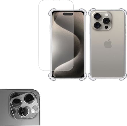 Hoesje geschikt voor iPhone 15 Pro Max + Screenprotector + Camera Beschermglas – Proteqt+