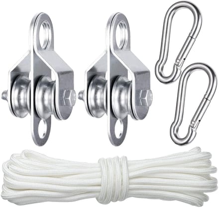 Dubbele katrol met 2 kogellagers en 10 m nylon touw - 70 kg