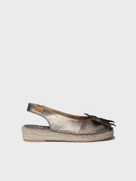 Metallic platte espadrilles voor dames met een bloemmotief | ERICA-FN