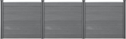 HKC Schuttingpaneel met palen grijs 165x466 cm