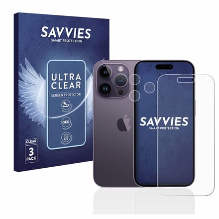 Savvies - Screenprotector voor Apple iPhone 14 Pro (Voor+Camera) - Folie Beschermfolie transparant 6 Stuks
