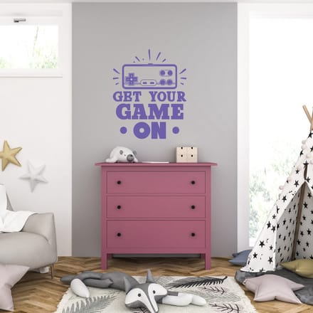 Muursticker - Get Your Game On - 40,6 x 49 - Paars
