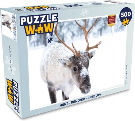 Puzzel Hert - Rendier - Sneeuw - Legpuzzel - Puzzel 500 stukjes