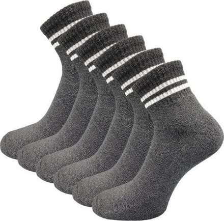 6 paar Quarter Sneakersokken - SQOTTON - Grijs-Wit Gestreept - Maat 43-46