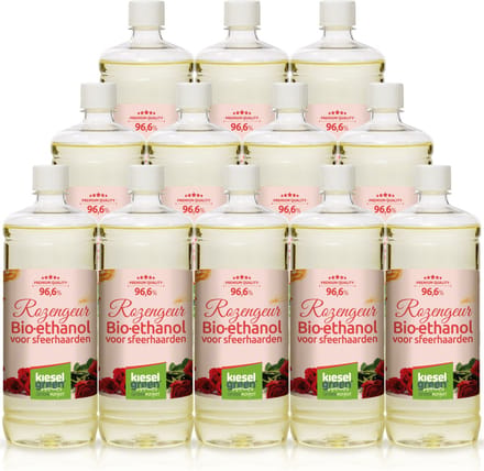 Bio-Ethanol met Rozengeur -PREMIUM- bioethanol  96,6%- biobrandstof – 12x1 liter