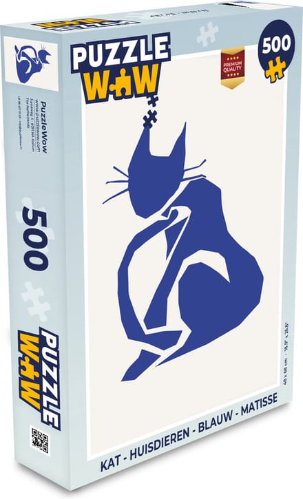 Puzzel Kat - Huisdieren - Blauw - Matisse - Legpuzzel - Puzzel 500 stukjes