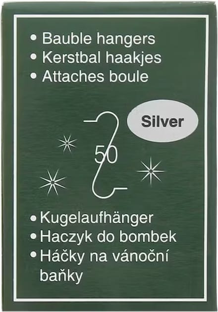Kerstbalhaakjes zilver 50 stuks