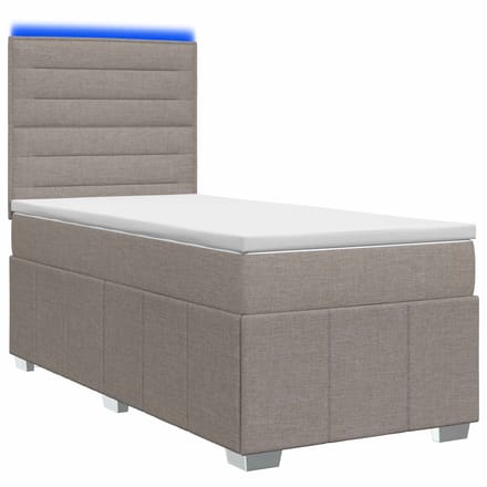 vidaXL - LED - Boxspringbed - met - Matras - Taupe - 100 - x - 200 - cm - Stof