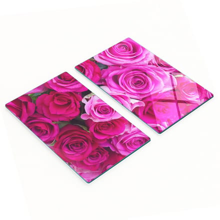 Decoratieve glazen serveerplanken voor snacks, rozenboeket, 2x30x52 cm