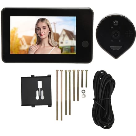 Viseur de porte sans fil avec judas Caméra sonnette vidéo 1080P LCD 4,3 pouces Détection de mouvement Vision nocturne 2