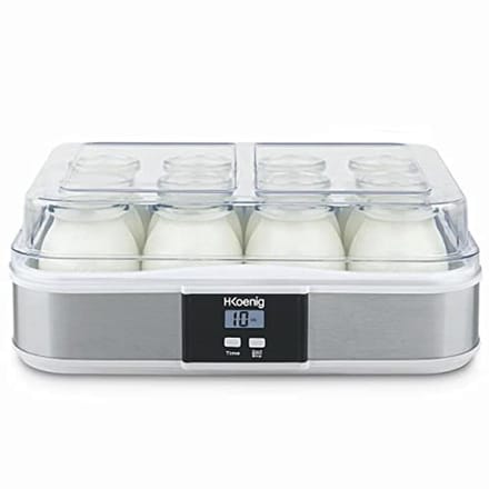 Programmeerlijke Yoghurtmaker met 12 Glazen, LCD-Display en Roestvrijstalen Behuizing