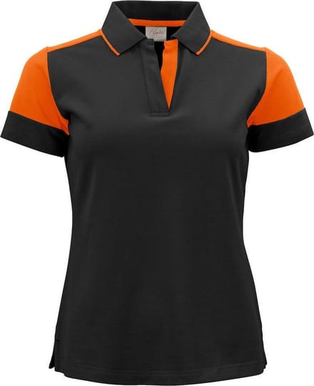 Printer Prime Polo Lady Zwart/Oranje - Maat M