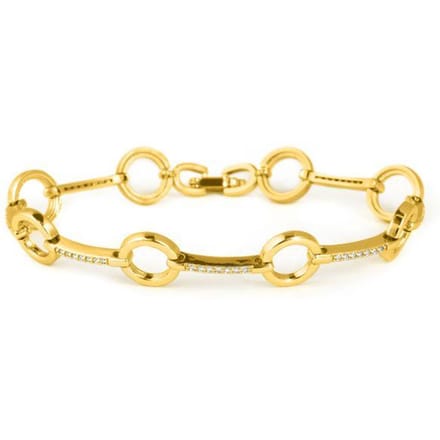 Bracelet - LUXENTER - Dimaran - finition or jaune 18 carats - zircone brillante - 18 cm beige