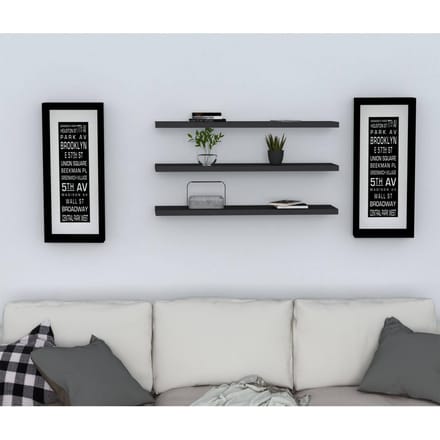 Asir - Wandplank - Antraciet - 1,8 x 60 x 14,5 cm