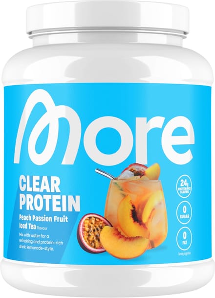 MORE NUTRITION Clear Whey Isolate Proteine Poeder, Peach Passion Fruit Ice Tea, 600 g, 20 Porties Heldere Wei Poeder – Lactosevrij Eiwitshake