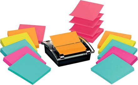 Vel Super Sticky notities en dispenser Value Pack 3" x 3" 12 pads diverse kleuren
