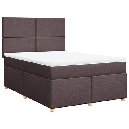 vidaXL - Boxspring - met - matras - stof - donkerbruin - 140x200 - cm