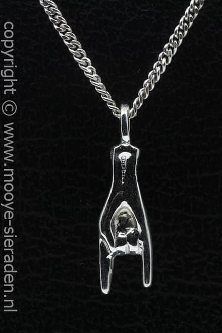 Zilveren Duivelshand middel ketting hanger