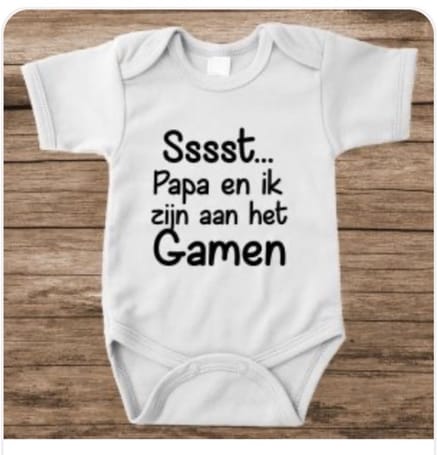 Grappige Rompertjes - rompertje papa en ik zijn aan het gamen - 0-3 mnd