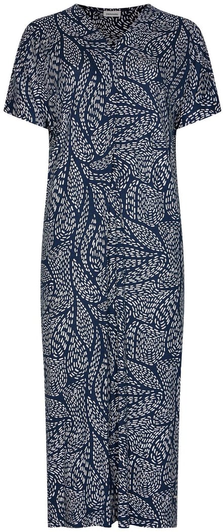 Pastunette - Jurk - Oceanic Flow - EcoVero Viscose - Korte mouw - Blauw/Wit - Maat 42