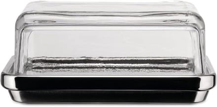 Alessi ES03 Es03-Design Butter Dish with Lid Glass, Mirror Polished, Steel